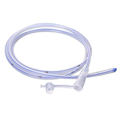 comprar Tubo gástrico de silicone de grau médico 100% com faixa radiopaca azul e ponta fechada arredondada para alimentação nasogástrica segura fabricação em linha
