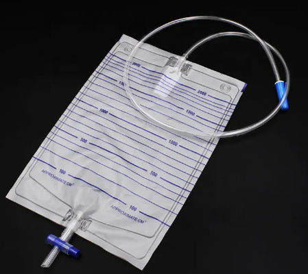 comprar Preço da fábrica 2000ml PVC Saco de drenagem de urina médica com válvula de tipo T fabricação em linha
