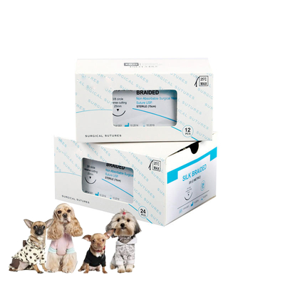 comprar Animais veterinários Suturas médicas não absorvíveis de seda trançada com agulha para fechamento de pele dentária veterinária e cirúrgica fabricação em linha