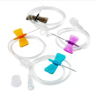 Bom preço 18-27g eo estéril multi-cor codificado borboleta agulha descartável médico veia do couro cabeludo conjunto para infusão & coleta de sangue on-line