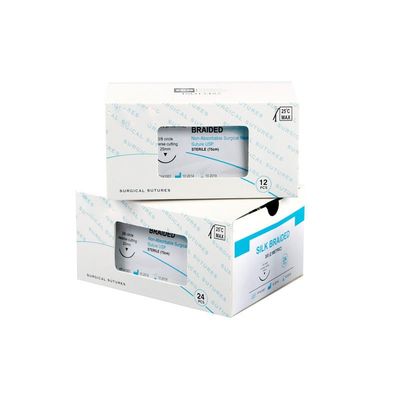 Bom preço Animais veterinários Suturas médicas não absorvíveis de seda trançada com agulha para fechamento de pele dentária veterinária e cirúrgica on-line