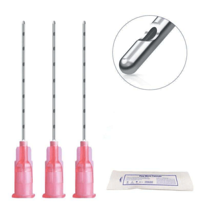 Bom preço Agulha Buta Micro Cânula Agulha Buta Certificada de Aço Inoxidável para Enchimentos Dermológicos e Mesoterapia 30g 27g 25g 23g 21g 18g 50mm on-line