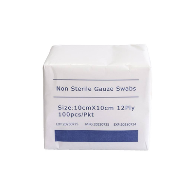 Bom preço Gaze Cirúrgica Não Estéril 10*10cm 12 Dobras Gaze 40S 100 unidades/pacote Para Uso Hospitalar On-line